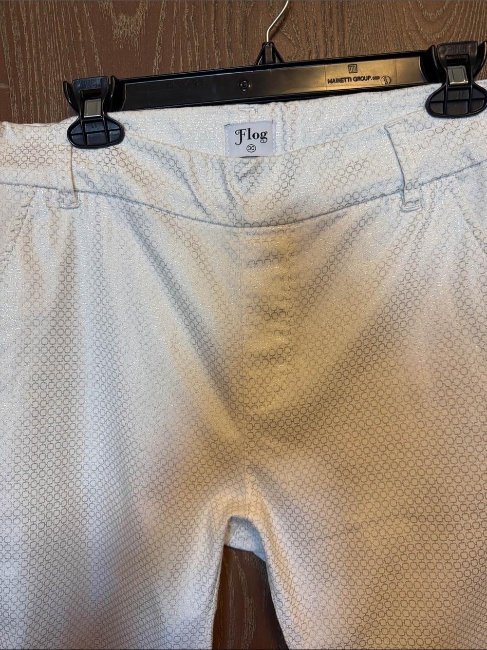 Women's Flogg White & Silver Patterned Skinny Dress Pants-Sz 30